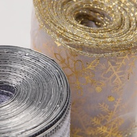 Ruban de vacances pour décoration, 1 pièce de haute qualité, toile de jute dorée, maille écossais, paillettes, ruban pour cadeau