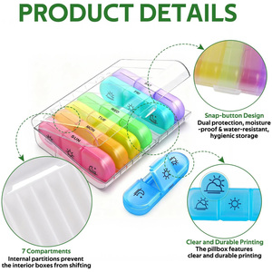 IDEA GIFT Boîte à pilules personnalisée, organiseur de pilules hebdomadaire, mini boîte à pilules portable pour 7 jours, conteneur de médicaments pour les voyages quotidiens - Product Image 3