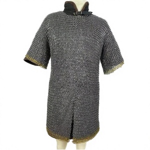 Camisa de armadura medieval de alta calidad, de acero dulce, con remaches de anillo y borde de latón, tipo Hauberk de longitud larga, para Halloween - Product Image 2