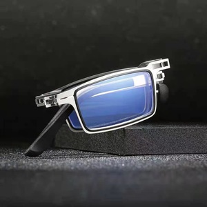 Gafas de Lectura Plegables Portátiles al por Mayor para Hombre, Montura Metálica Redonda y Cuadrada, Gafas Anti Luz Azul para Presbicia con Dioptrías - Product Image 2