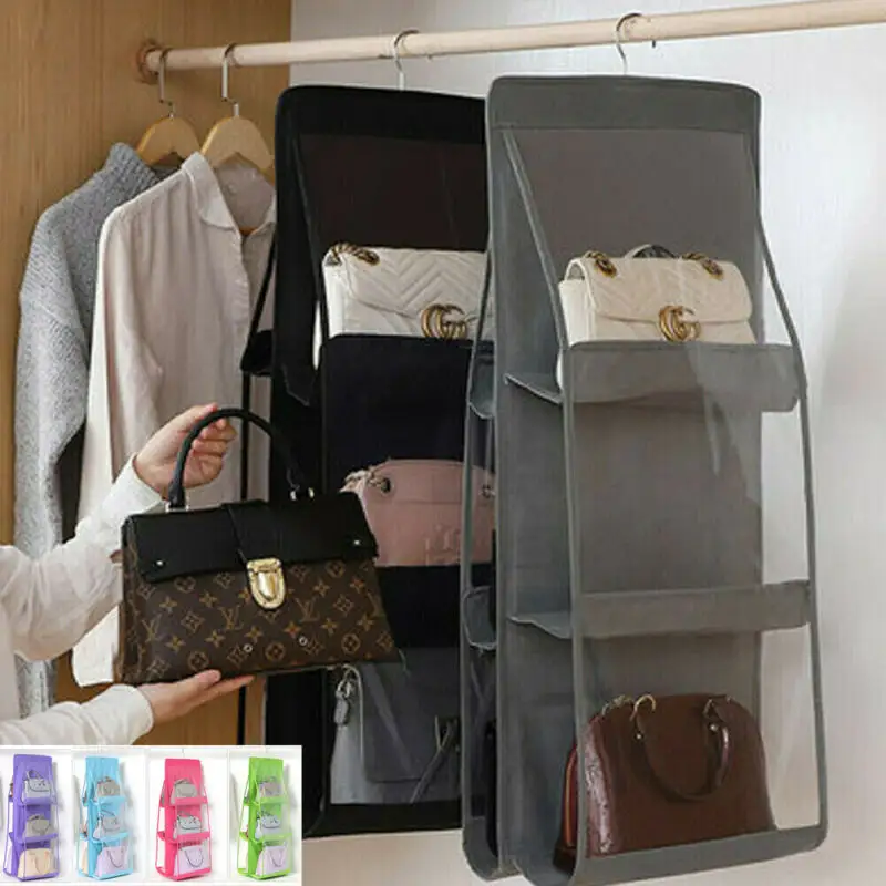 Home Organization Hook Hanger 6 Pocket Big Bags Storage Folding hanging purse handbag organizer storage
