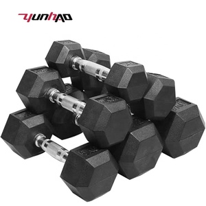 Nhà Máy Bán buôn miễn phí Trọng lượng quả tạ phòng tập thể dục cao su tráng đen Hex Hexagon quả tạ đặt kg LB Mua trực tuyến - Product Image 4