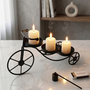 Iron Bicycle Candle Holder Set For Home Decoration Nordic Style Romantic Table Centerpiece With Three Candles - Product Image 3