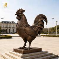 Statue de coq en bronze de grande taille RELONG, sculpture de coq en métal sur pied, personnalisable pour l'extérieur, la ferme, le parc, le jardin, l'attraction touristique
