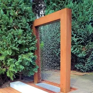 Fontana d'acqua da giardino personalizzata ornamenti da giardino Design a caduta d'acqua caratteristica dell'acqua in acciaio Corten per esterni