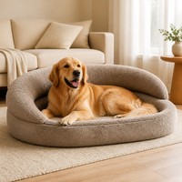 Canapé-lit pour chien en fausse fourrure, dossier haut, avec housse amovible et lavable, base antidérapante, pour chiens de taille moyenne à grande, vente en gros