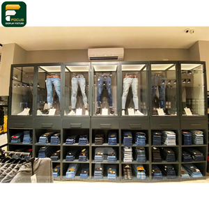 Contemporary Custom Garment Shop Display Cabinet Clothing Rail Wall Shelving <b>Reception</b> <b>Counter</b> Fixture - Product Image 4