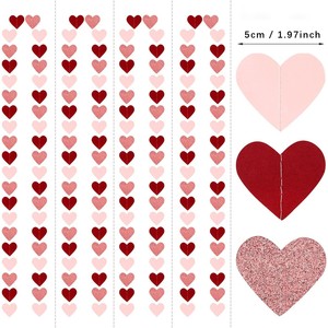 Guirnalda de Corazones Rojos, Adornos Colgantes en Forma de Corazón, Cadena de Papel con Doble Corazón, Patrón de Amor, para el Día de San Valentín, Fiestas de Cumpleaños - Product Image 2
