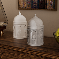 Pot à bougie musulman en béton personnalisé de 10 oz, nouveau design, conteneur cylindrique coloré en ciment avec couvercle en forme de lune pour la maison, l'hôtel, le Ramadan