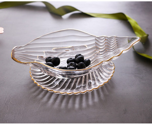 Stile nordico in stile pentagramma conchiglia design Gold bordo lastra di vetro per vassoio decorativo gioielli espositore piatto di frutta - Product Image 5