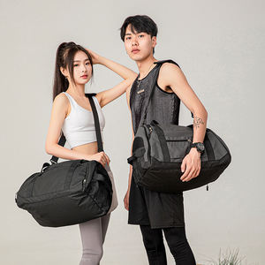 Bolsa de lona de gimnasio de gran capacidad de alta calidad con compartimento para zapatos bolso de viaje de fábrica personalizado para cierre de cremallera deportiva - Product Image 3
