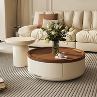 Ensemble de tables basses en bois style crème, populaire et moderne, pour salon, table basse de luxe en gros, table centrale ronde pour usage domestique