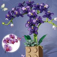 1369 pièces de fleurs d'orchidée en blocs de construction Moc, jouets de construction DIY, décoration romantique de la maison, bouquet de fleurs en plastique pour filles, cadeau