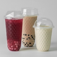 Gobelets en plastique PP en forme de U, imprimés sur mesure, résistants à la chaleur, 500 ml/700 ml, jetables, pour boba, café, desserts, avec couvercle
