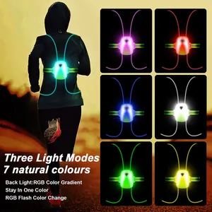 Veilleuses réfléchissantes USB rechargeables pour hommes et femmes, gilet de course réfléchissant à LED avec éclairage avant pour le cyclisme