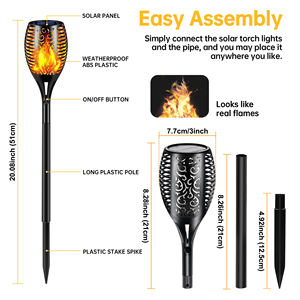 IP65 Étanche LED Guirlande Lumineuse Solaire Flamme Torche Patio Jardin Route Paysage pour Extérieur En Plastique Lampe Batterie Alimentation - Product Image 3
