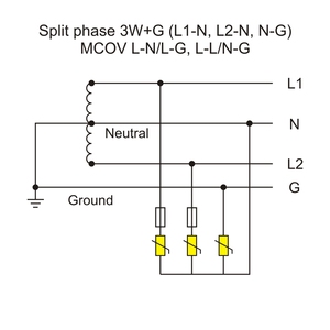 Telebahn 120V/240V 135V 270V AC 20kA 50kA 8kA 200kA <span class=keywords><strong>Fase</strong></span> dividida 3W + G Supresión de protección contra sobretensiones Pararrayos - Product Image 4