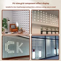 Mur de fond tendance en pierre PU à grille de neuf compartiments, double face, style bloc moderne, pour décoration d'hôtel et cloison en briques creuses