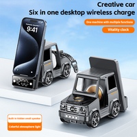 Gebruikte Mobiele Telefoons Auto Ontwerp 6 In 1 Mini Speaker Draadloze Oplader Wekker 3 In 1 Draadloze Oplaadbeugel Houder Oplader