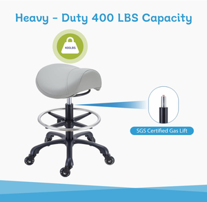 Tabouret de selle gris avec <span class=keywords><strong>repose</strong></span>-pieds <span class=keywords><strong>intégré</strong></span>, chaise de bureau pivotante esthétique industrielle noir mat - Product Image 3