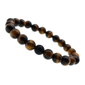 Bracciale di perle di pietra 8 mm naturale cristallo opaco occhio di tigre per coppia amante braccialetto ST240 - Product Image 3