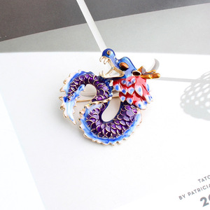 Direto da fábrica venda novo criativo estilo chinês doze zodíaco dragão rei broche óleo gotejamento design liga chapeamento das mulheres dos homens - Product Image 2