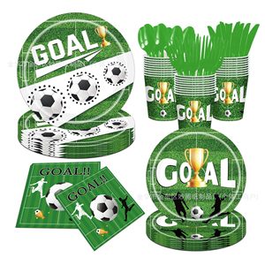 Football World Cup Theme <b>Disposable</b> Tableware Set For Party <b>Plates</b> Cups Napkins Cutlery - Product Image 1