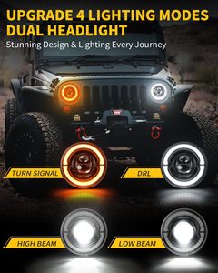 Lampu Depan LED DOT 7 Inch 150W 24V Hi/<span class=keywords><strong>Lo</strong></span> Beam Putih DRL Lampu Sein Amber Dual-Beam Projector untuk Defender 90/110 - Product Image 2