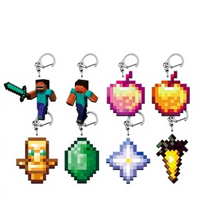 Porte-clés en acrylique double couche style Pixel avec anneau en D, impression haute définition, design superposé, parfait pour les thèmes 2D - Product Image 1