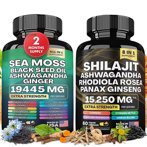 Wholesale Himalayan Shilajit Energy Enhancer <strong>Vitamin</strong> Ashwagandha <strong>Ginseng</strong> Energy Booster Sea Moss and Shilajit 60 Herbal Capsules - Product Image 1