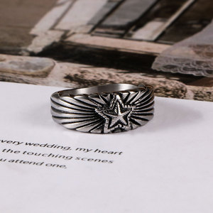 Retro Titanium Steel Five Pointed Star <b>Ring</b> Unisex Fashion Jewelry Gift Accessory SA961 - Product Image 2