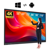 65 75 86 98 110 pouces stylo doigt tactile interactif écran plat 4k Lcd numérique interactif tableaux intelligents pour les écoles d'enseignement