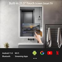 Hongnuo 21.5 "Smart LED salle de bain miroir plein écran tactile Android Bluetooth Wi-Fi 3 couleurs Dimmable lumière LED miroir de bain