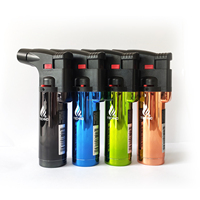 Briquet électronique à flamme jet personnalisé pour gros cigares, allumage au gaz butane, torche de camping en plein air, briquet en plastique avec logo OEM/ODM