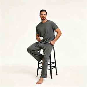 <b>Men's</b> Knitted Sleepwear Casual Home Wear Nightwear <b>Pajama</b> <b>Set</b> bamboo loungewear <b>sets</b> cotton shirt cotton loungewear <b>set</b> <b>men</b> - Product Image 1
