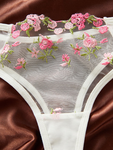 San valentino floreale affascinante Jersey Sexy fantasia <span class=keywords><strong>Nighty</strong></span> per biancheria intima da donna con ricamo in pizzo con decorazione cava Set di mutandine - Product Image 6