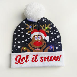 Chapeaux <span class=keywords><strong>de</strong></span> Noël à LED avec lumières Chapeau lumineux Pull tricoté Père Noël pour cadeau <span class=keywords><strong>de</strong></span> Noël Chapeau <span class=keywords><strong>de</strong></span> fête - Product Image 3