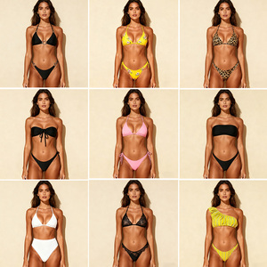 Conjunto de <span class=keywords><strong>Bikini</strong></span> y Sujetador Sexy para Mujer, Hecho a Mano con Lentejuelas y Logotipo Estampado <span class=keywords><strong>en</strong></span> la Parte Delantera, Traje de Baño de 2 Piezas para Playa y Natación - Product Image 2