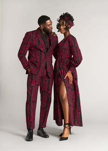 Chaqueta ligera con estampado africano Hami para hombre, chaqueta informal americana Tribal negra magenta para hombre, abrigo personalizado al por mayor - Product Image 5