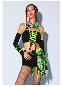 New Design Sexy Women Green Nightclub Cheerleading Uniforms Jazz Dance <strong>Costumes</strong> <strong>Gogo</strong> Sexy <strong>Costume</strong>