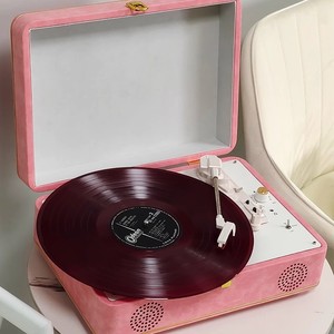 Tocadiscos de Vinilo Retro Vintage de Cuero, Reproductor de Discos LP, Reproductor de Vinilo Tipo Maleta - Product Image 4