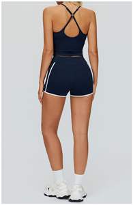 Ensemble de yoga pour femmes Naked Feel Cross Tank Top, soutien-gorge de <span class=keywords><strong>sport</strong></span> à blocs de couleur, shorts, <span class=keywords><strong>tenue</strong></span> de <span class=keywords><strong>sport</strong></span> extensible à 4 sens pour la course à pied - Product Image 4