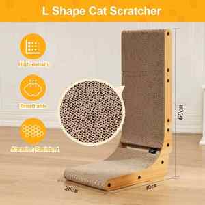 Rascador para Gatos de Madera de Alta Densidad, Diseño en Forma de L con Juguete de Bola - Product Image 5
