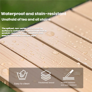 Bàn cắm trại cuộn trứng lớn, khung thép carbon & mặt gỗ dày, chống thấm nước, chống rung cấu trúc x - Product Image 5