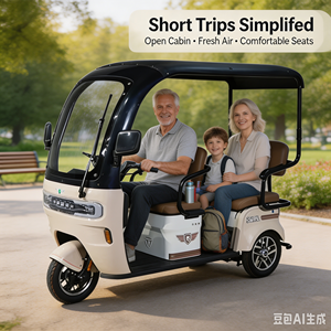 QSD- 2-Sitzer Elektro-Dreirad mit Dach / 2-Personen <span class=keywords><strong>E</strong></span>-Trike / Elektrische Autorikscha 1000W 60km Reichweite Familien-Mobilitäts-Trike - Product Image 5