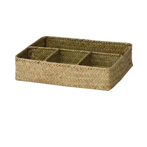Plateau Vintage en jonc de mer Rectangle, boîte à bonbons, plateau en jonc de mer - Product Image 5