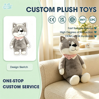 Boneka Husky Kustom Berkualitas Tinggi, Mainan Hewan Plush Lembut untuk Dekorasi, OEM ODM, Hadiah Boneka Serigala Plushie yang Dipersonalisasi