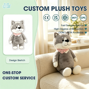 Boneka Husky Kustom Berkualitas Tinggi, Mainan Hewan Plush Lembut untuk Dekorasi, OEM ODM, Hadiah Boneka Serigala Plushie yang Dipersonalisasi - Product Image 1