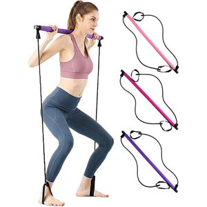 อุปกรณ์ออกกำลังกายแบบปรับได้สำหรับยิมที่บ้าน บาร์โยคะพิลาทิสแบบพกพาพร้อมสายยางยืด - Product Image 1