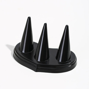 Black Three Finger Ring Holder Cone Shape Jewelry Display Rack Storage Stand For Rings Showcases Accessories - Product Image 3
